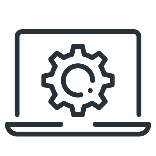 Cogwheel, gear, laptop icon