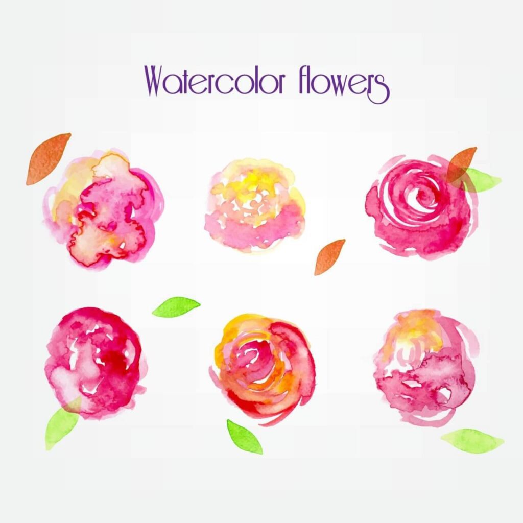 Watercolor vector flowers