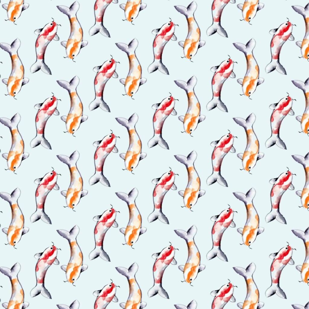 Watercolor pattern with koi fish