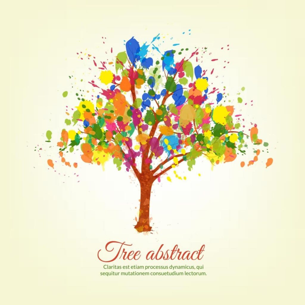 Colorful splashes tree