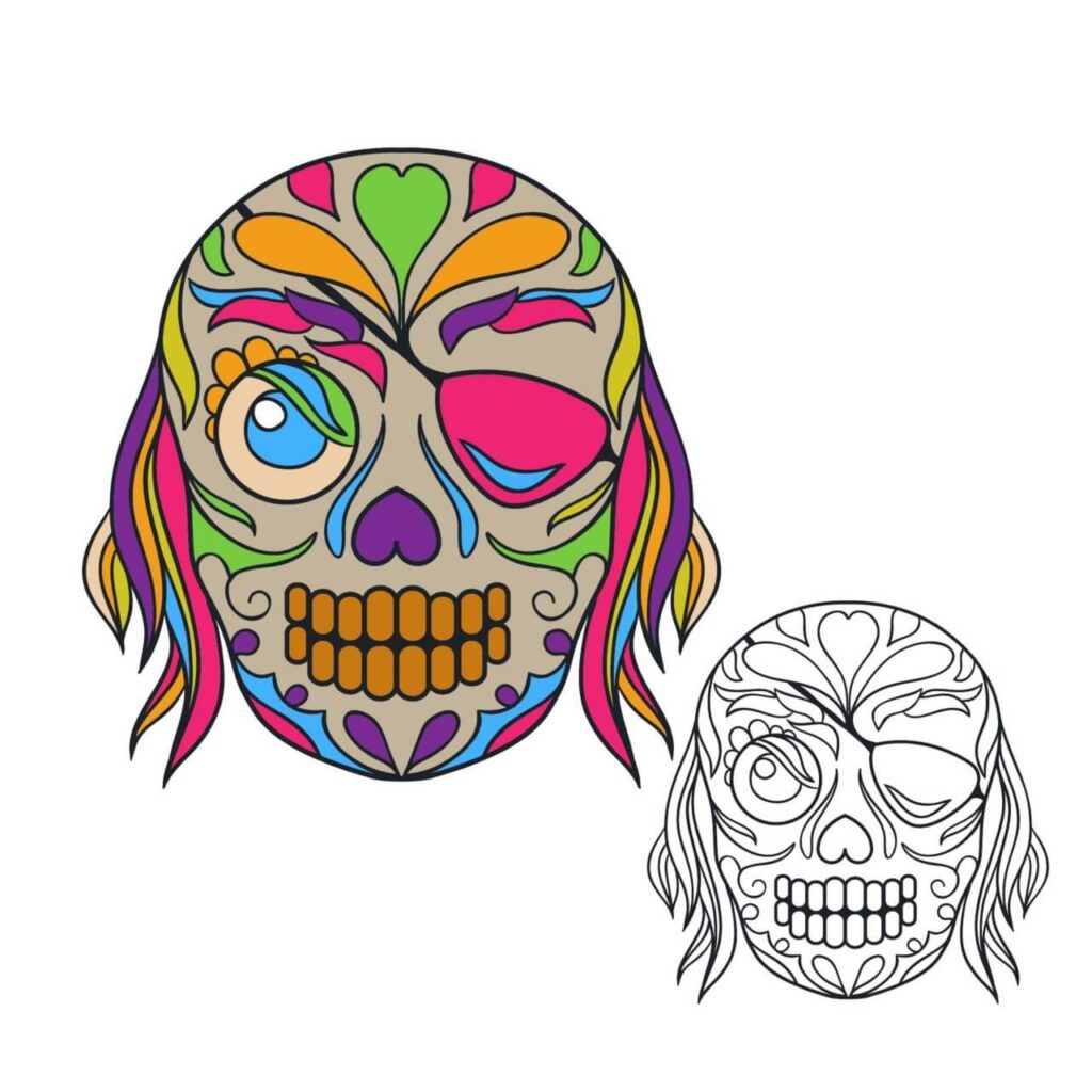 Pirate sugar skull vector illustration