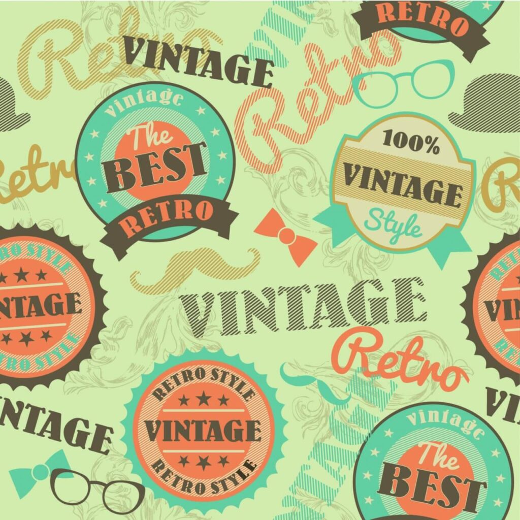 Seamless pattern with retro vintage badges