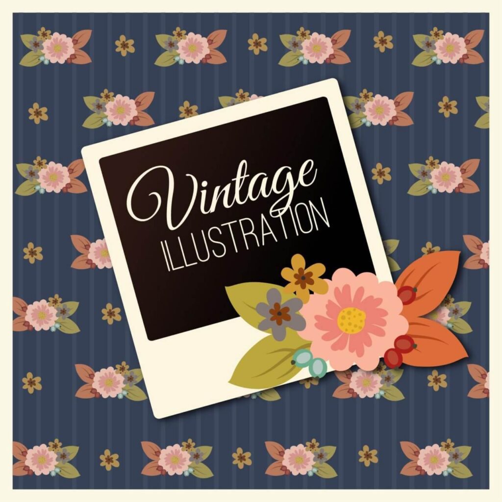 Vintage flower illustration with photoframe