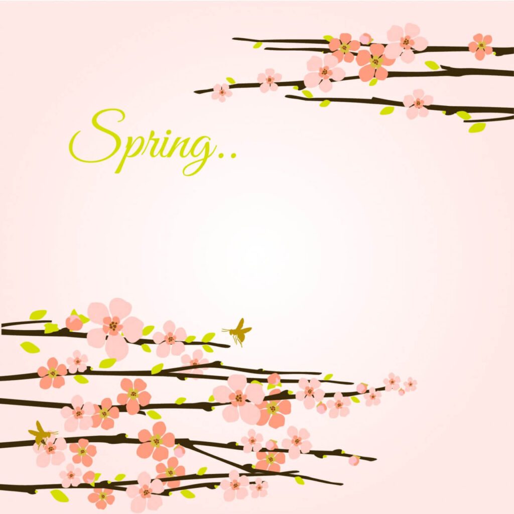 Vector spring background with flowering branches.