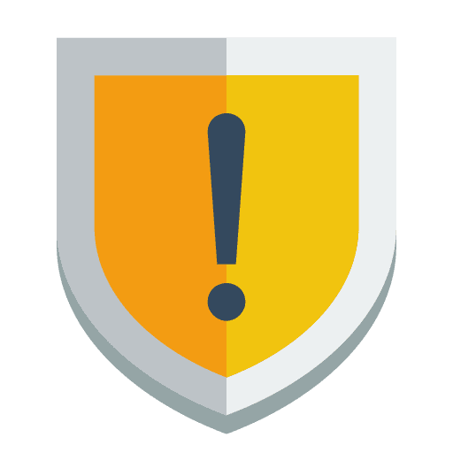 Warning, shield icon