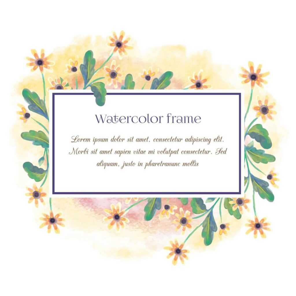 Vintage watercolor floral frame with typography