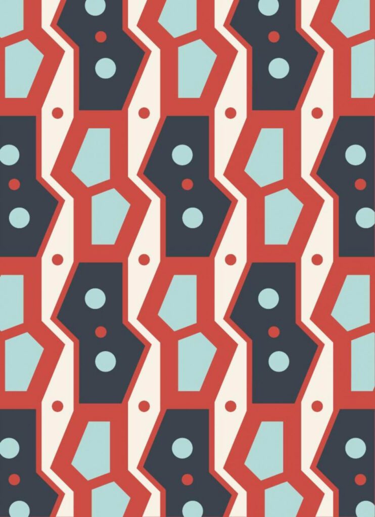 Retro Geometric Blue and Red Pattern