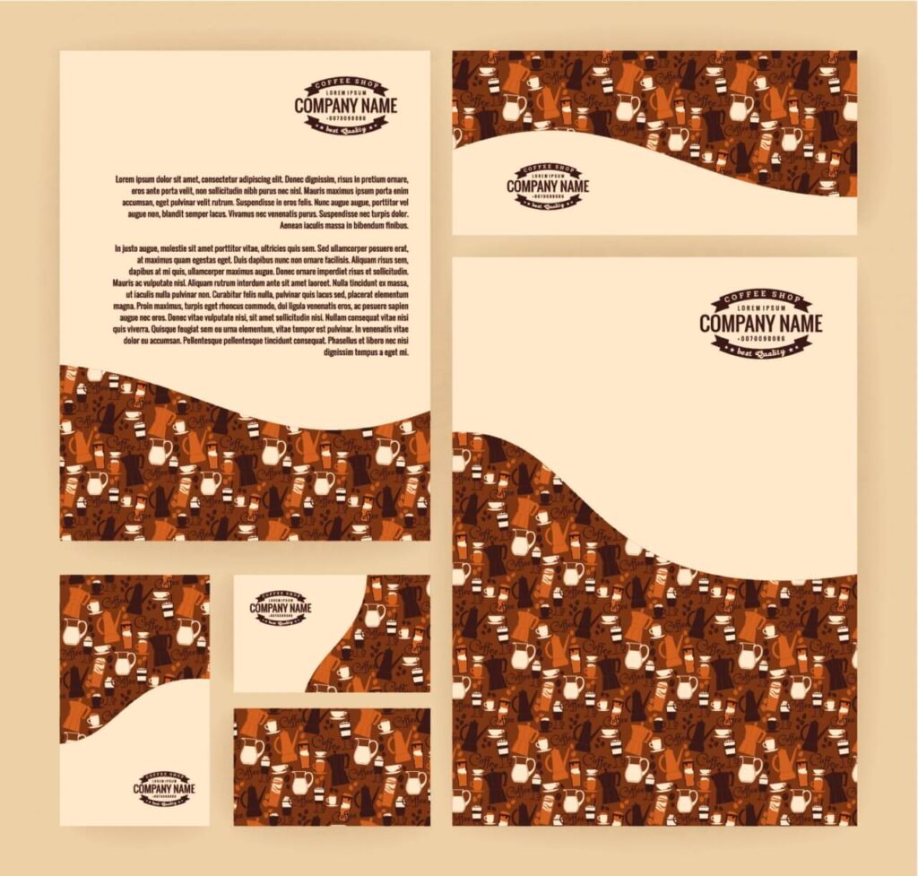 Set of business templates for coffee shop. Vector background.