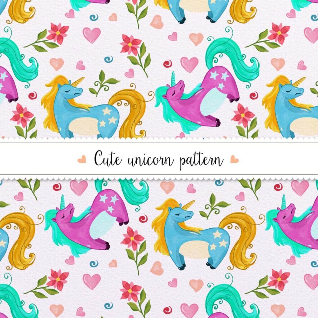 Watercolor unicorn pattern