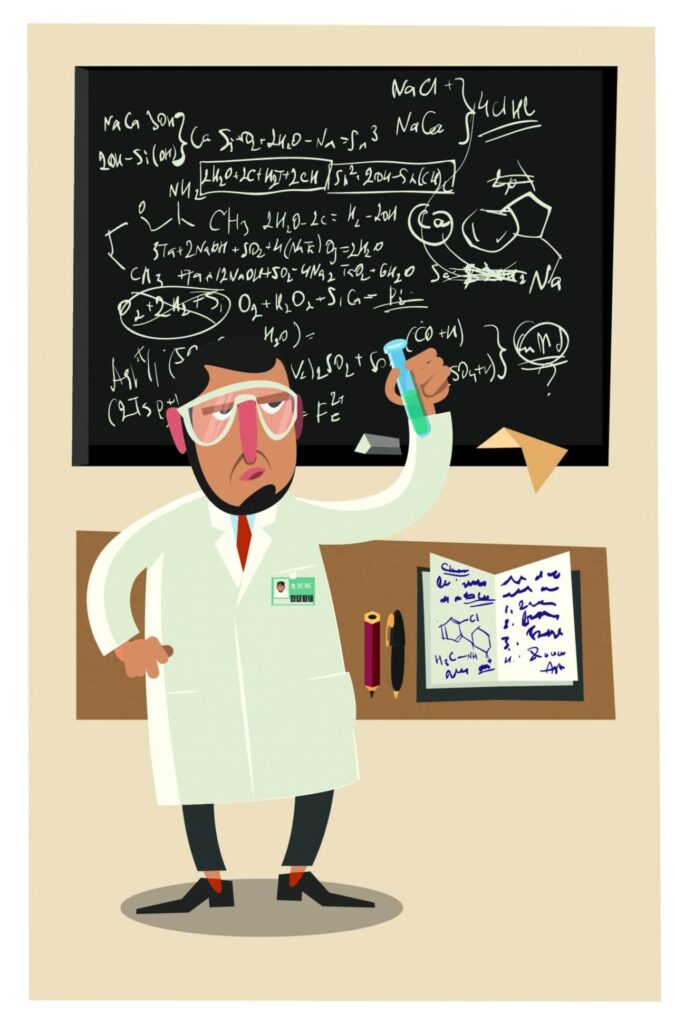 Chemical character and tubes illustration vector