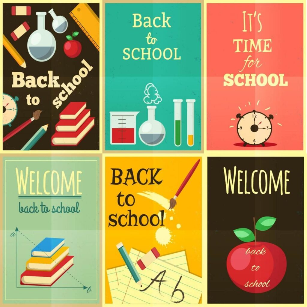 Back to school set of illustrations