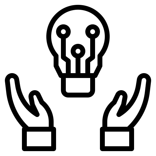 Hand, innovation, robot icon