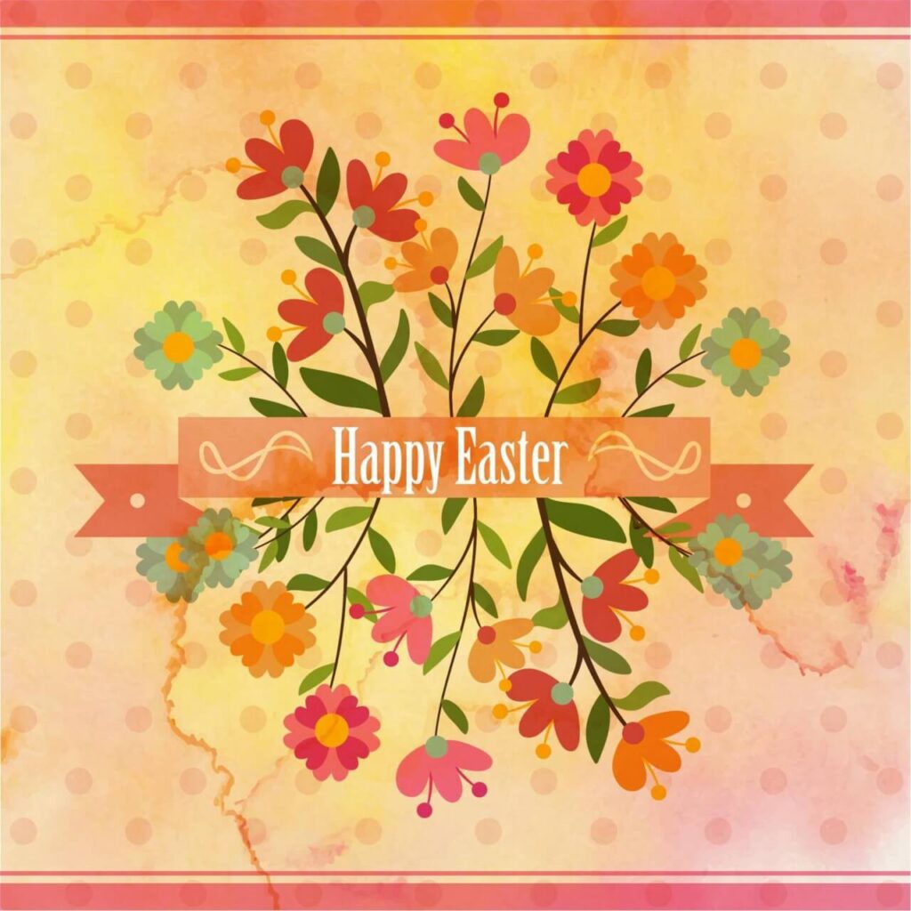 Vintage easter illustration with flowers