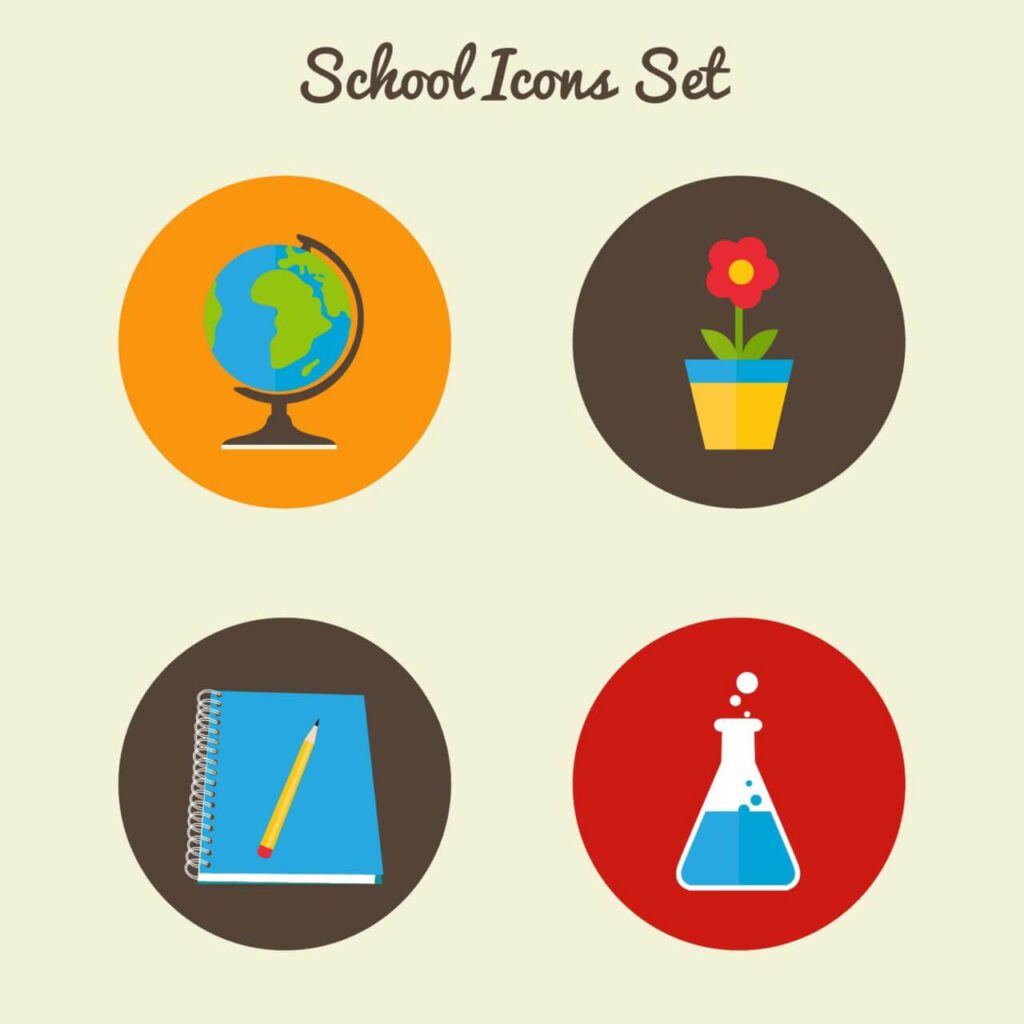 Flat school icon set