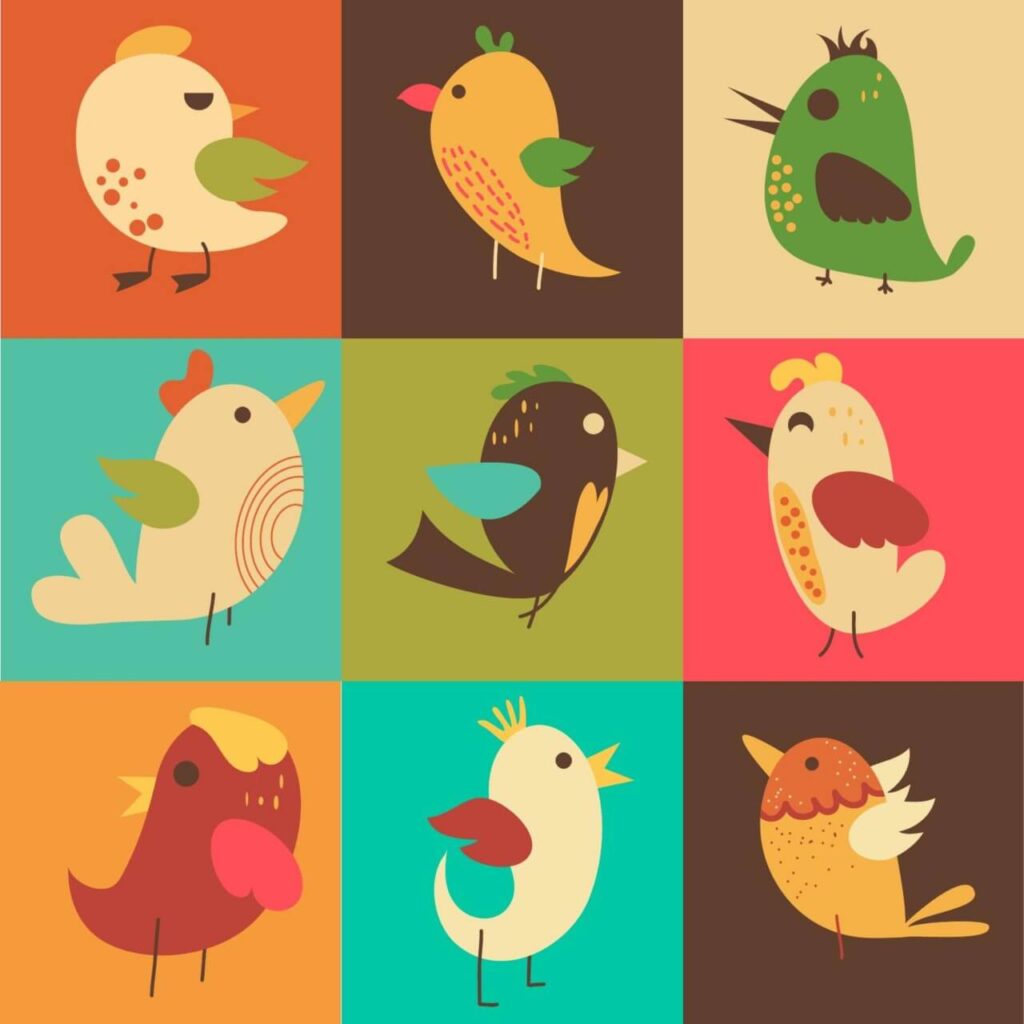 Cute vector set of birds