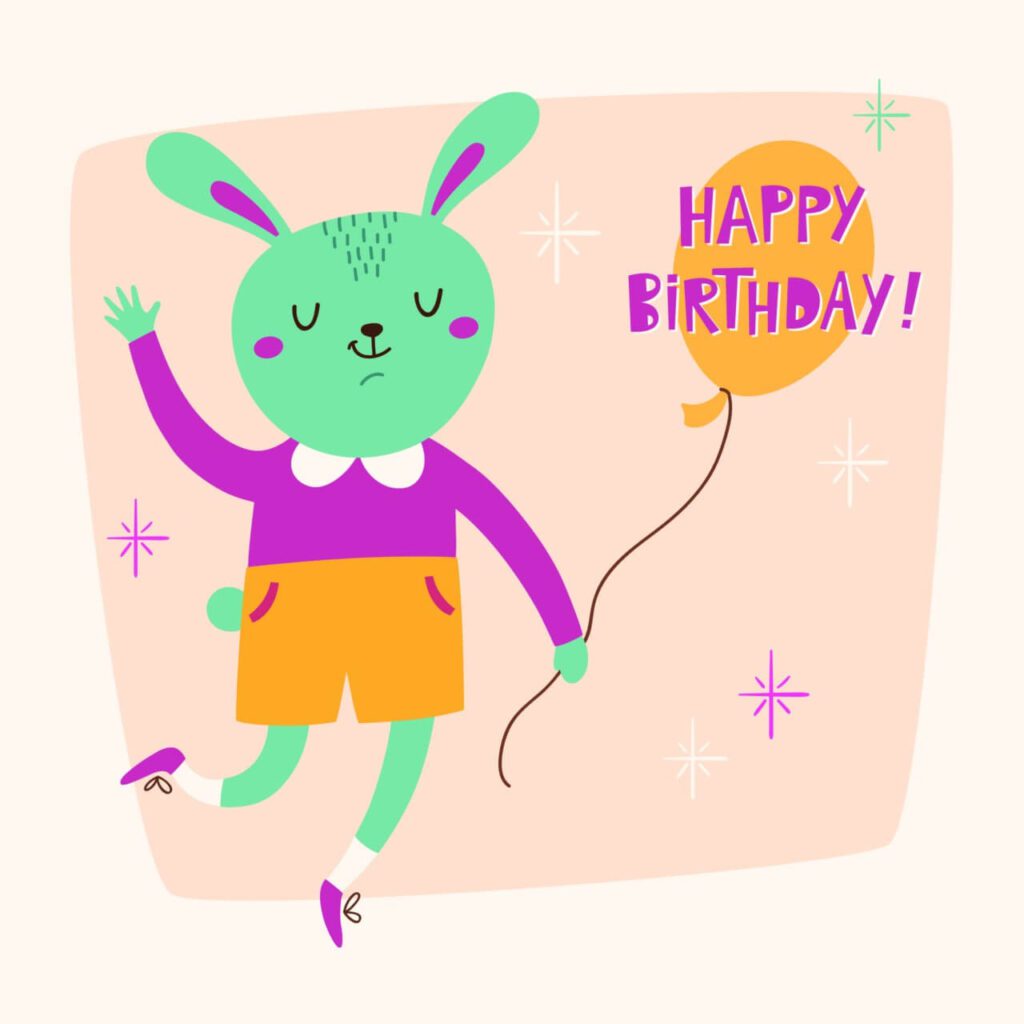 Happy Birthday card with cute bunny