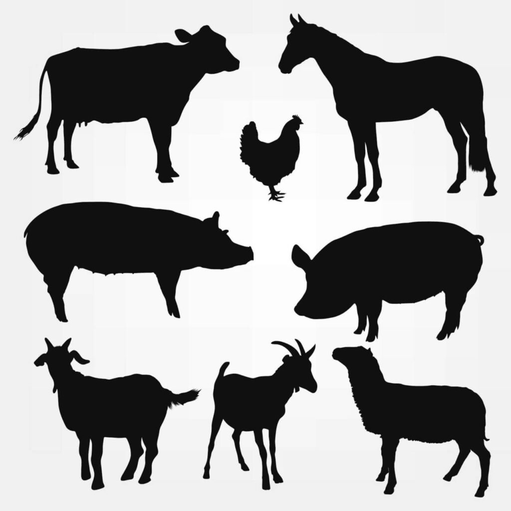 Vector Farm Animals Silhouettes