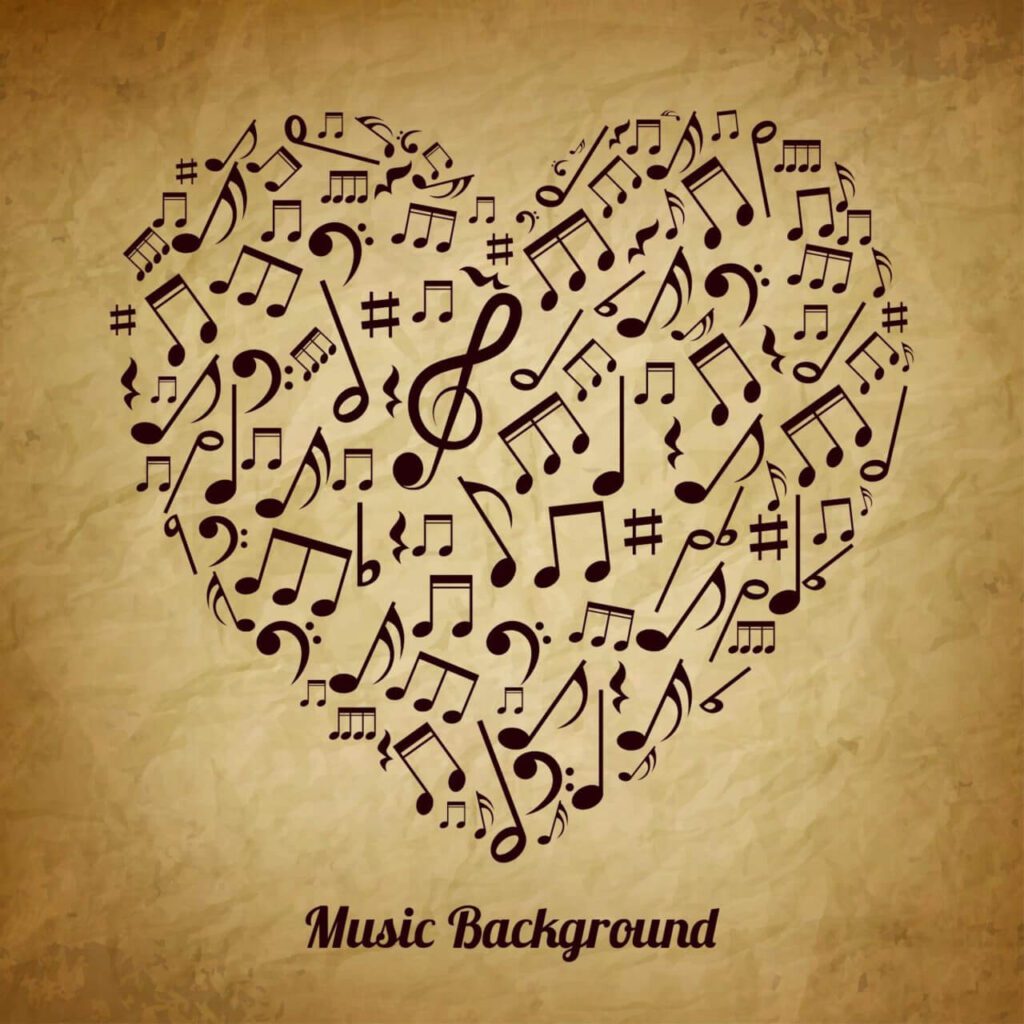 Heart made of musical notes