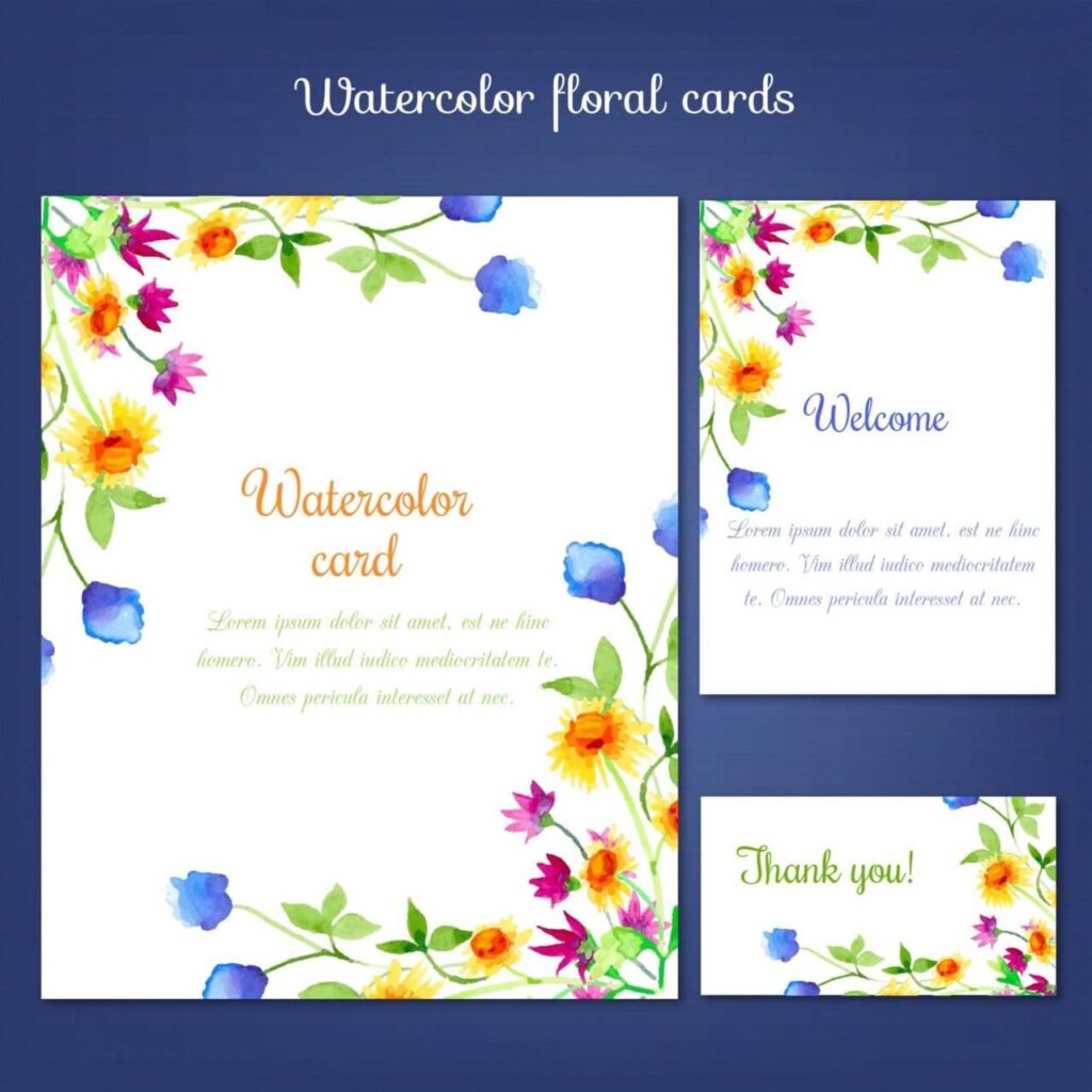 Watercolor cards with summer flower