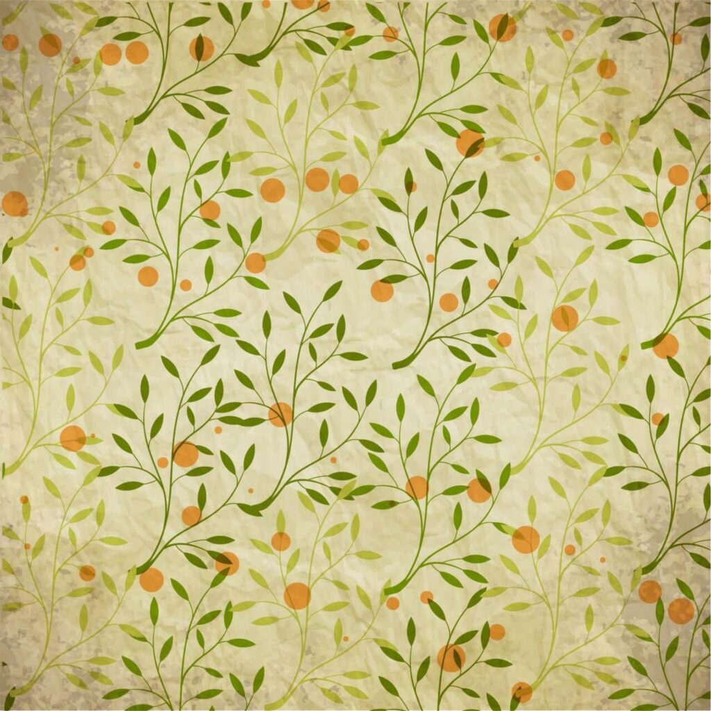 Vintage pattern with branches, leaves and dots