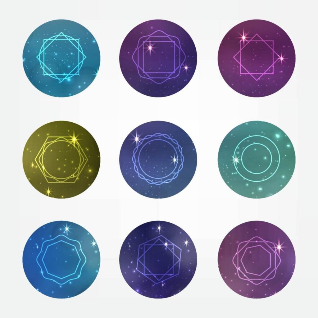 Starry circles set with Hipster Style Icons for Logo Design