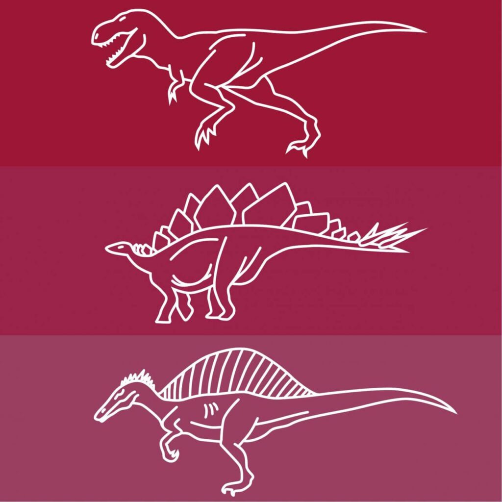 Dinosaur line drawing icons