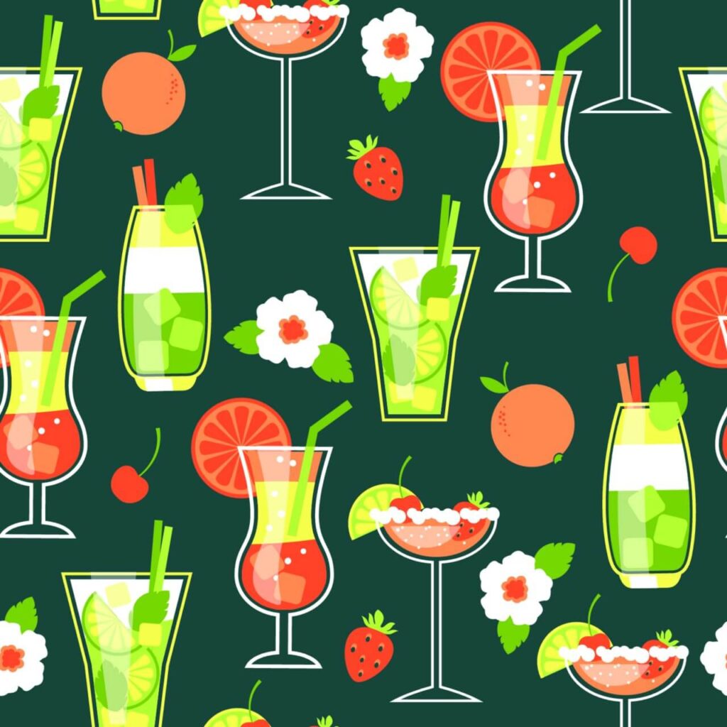 Summer Cocktails . Seamless pattern.