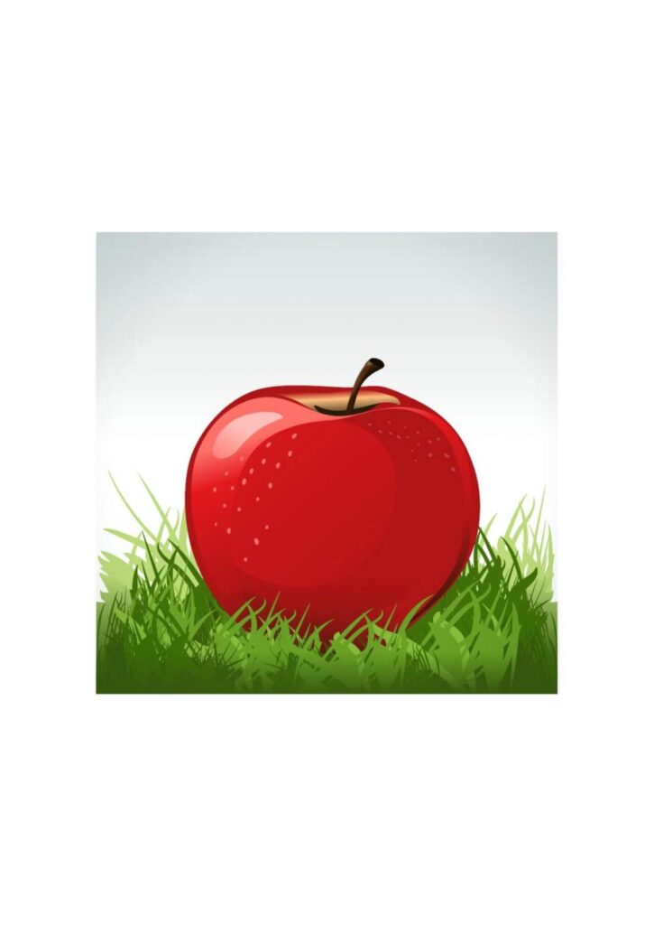 Red apple in green grass