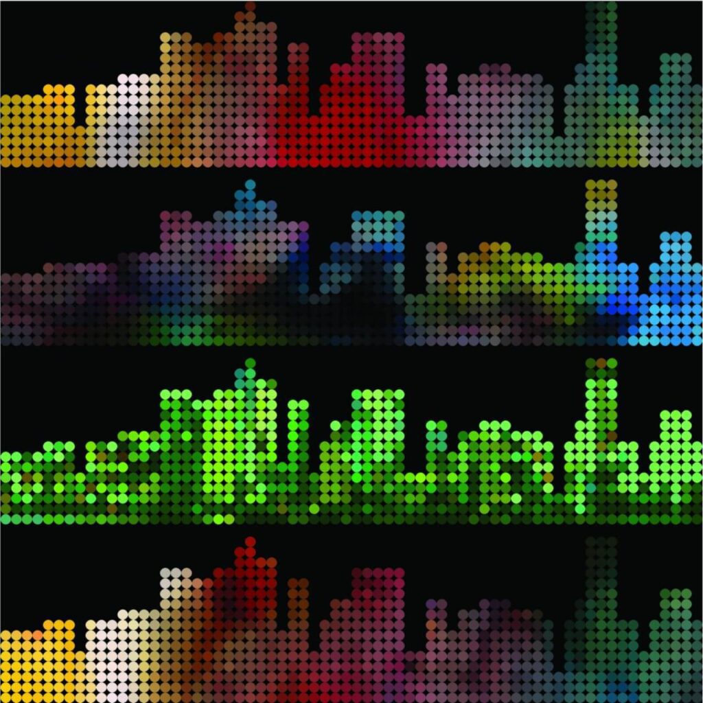 Abstract colorful dot style city building pattern background