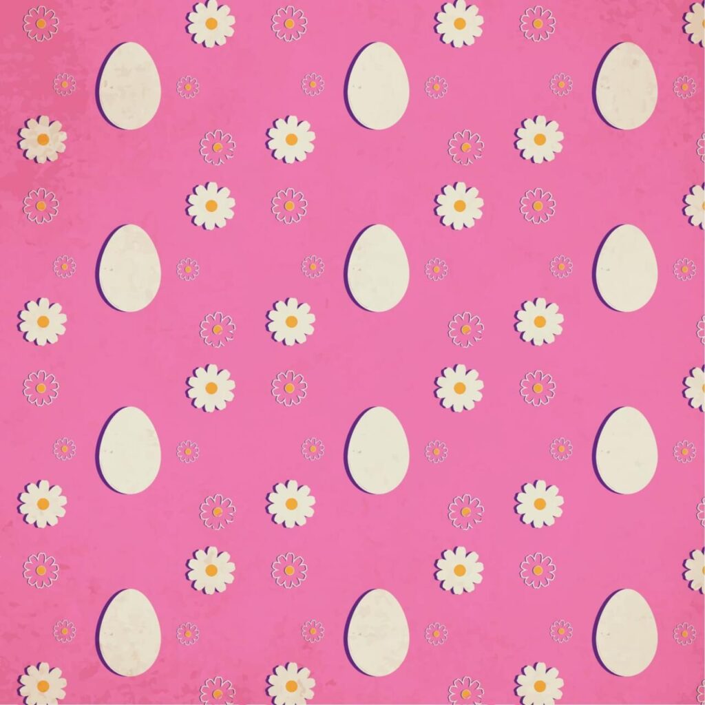 Easter pattern with eggs and flowers