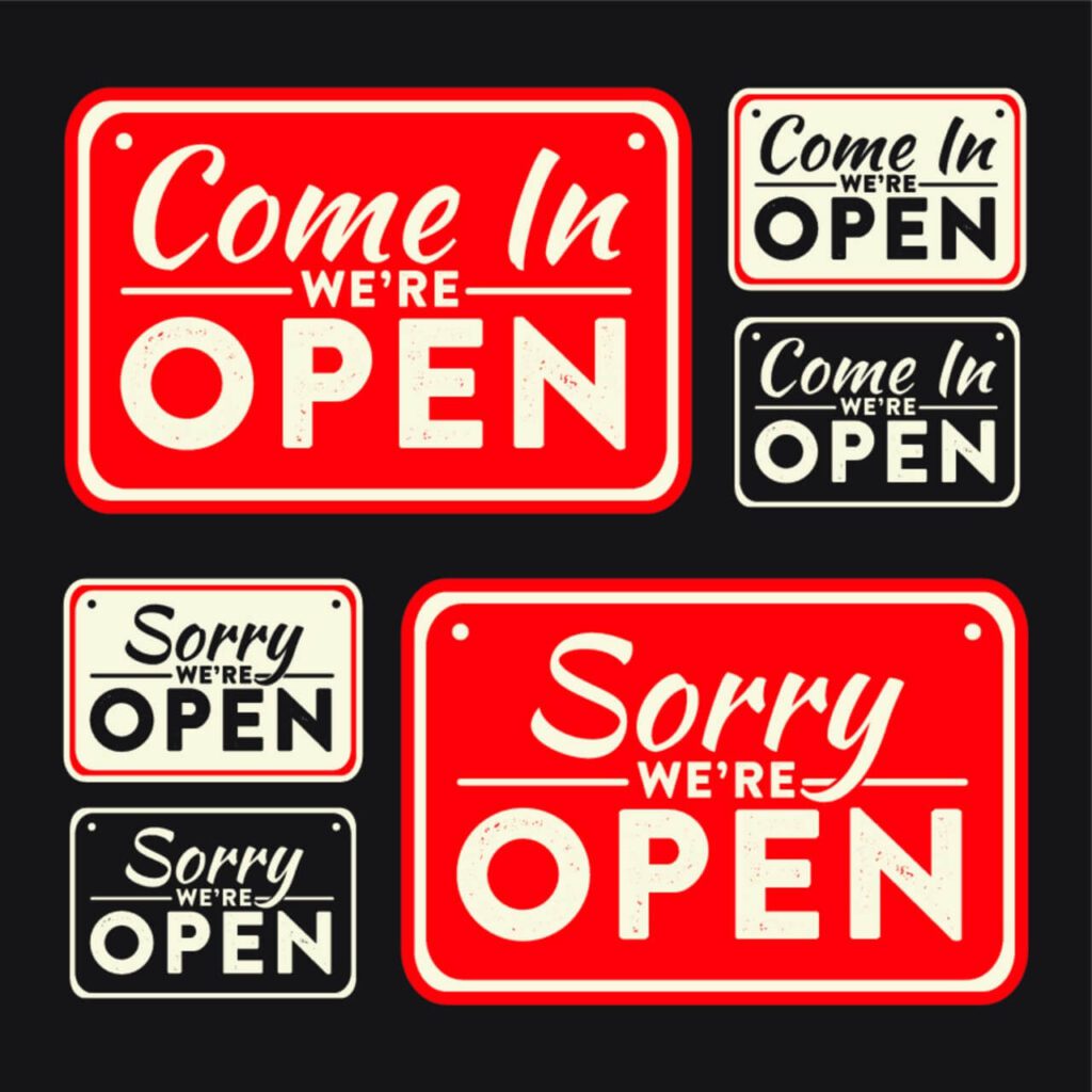 Vector open and closed signs