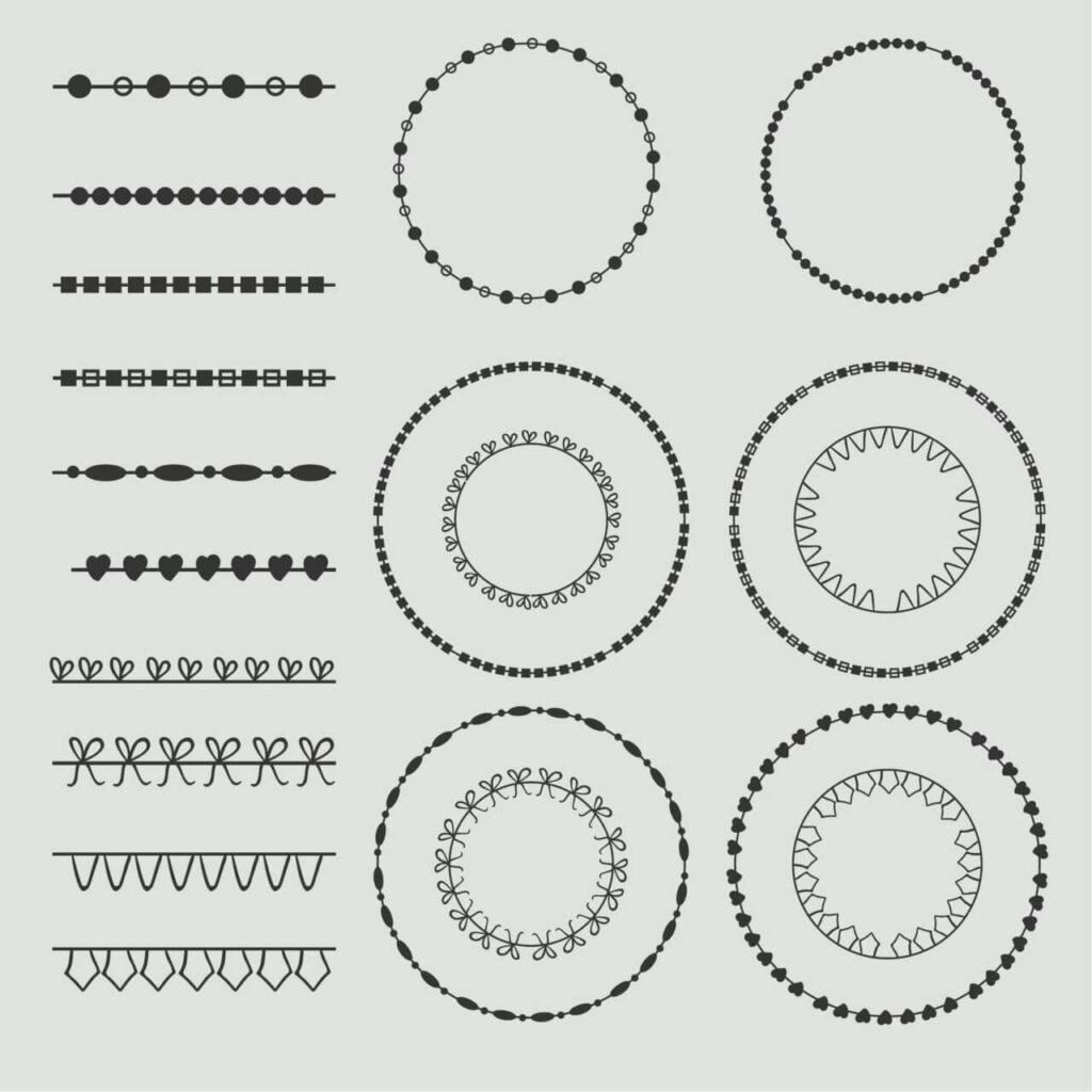 Vintage vector set of calligraphic circles