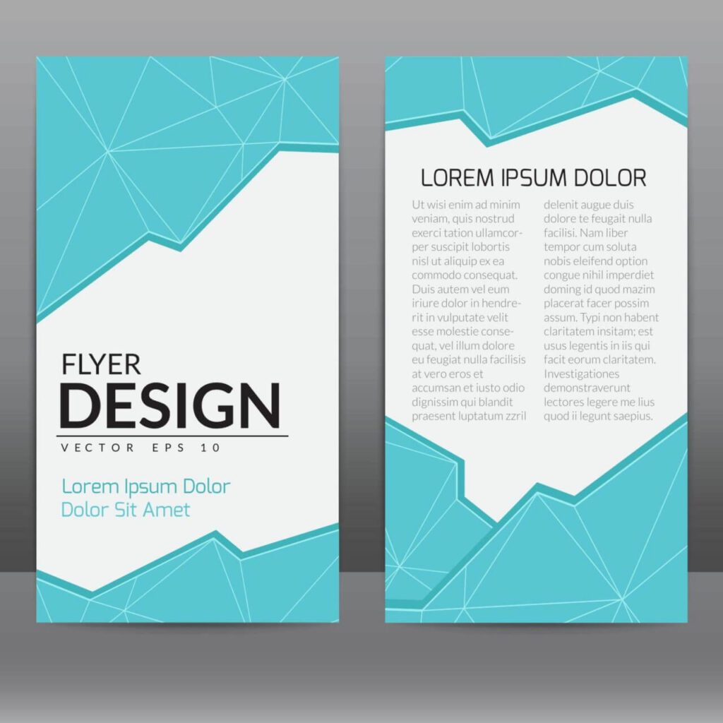 Flyer Template With Blue Polygonal Background