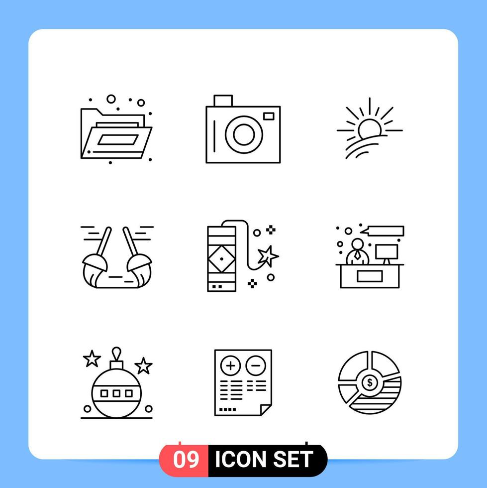 9 Line Black Icon Pack Outline Symbols for Mobile Apps isolated on white background 9 Icons Set Creative Black Icon vector background Stock Free and Free SVG