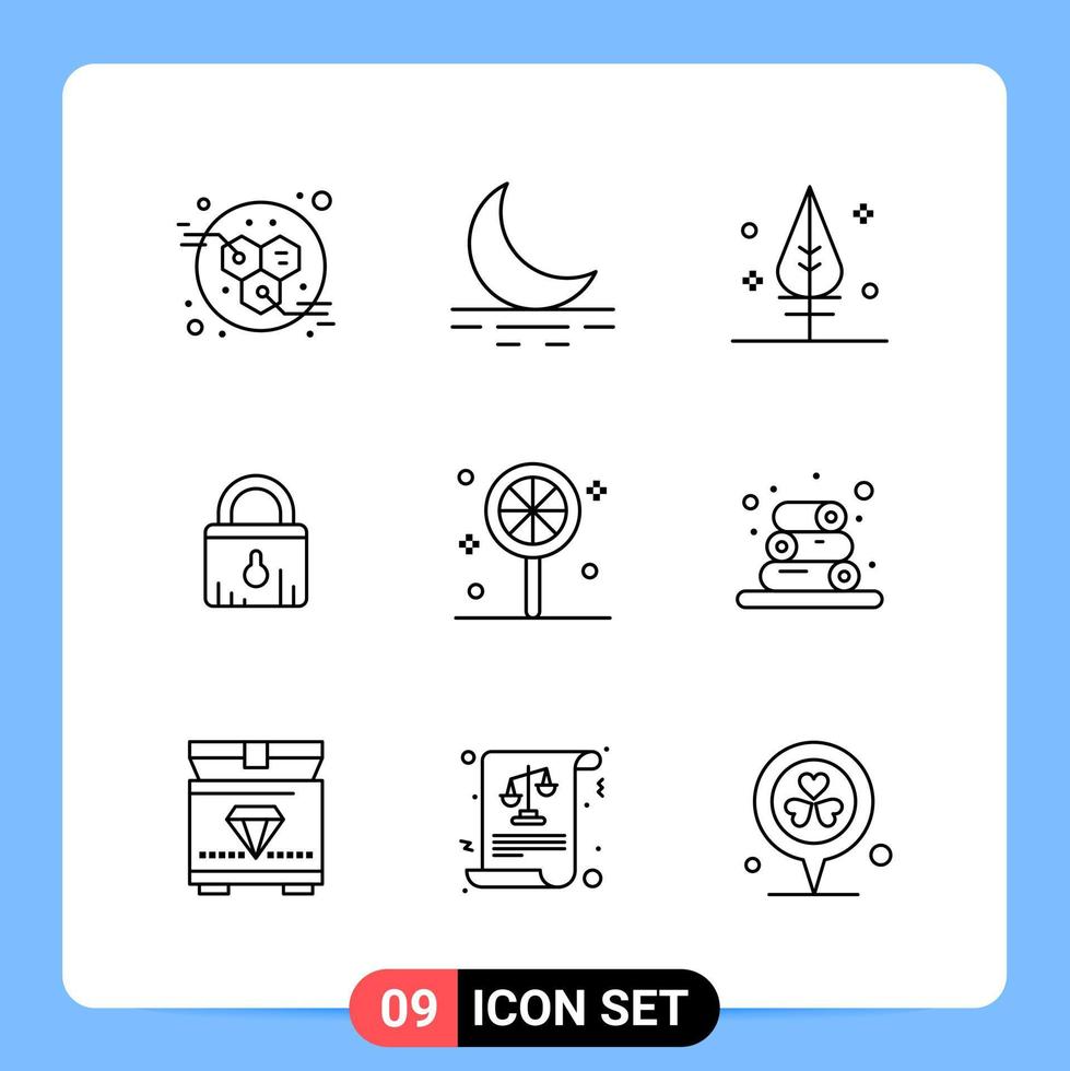 9 Line Black Icon Pack Outline Symbols for Mobile Apps isolated on white background. 9 Icons Set. Stock Free and Free SVG