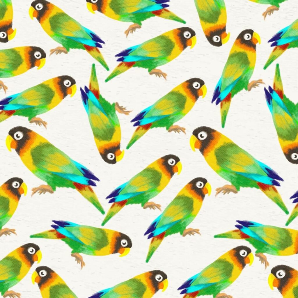 Watercolor background with parrots