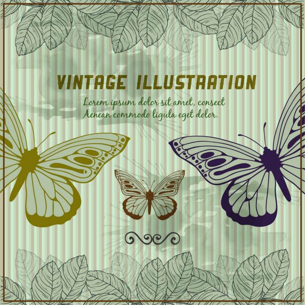 Vintage background with butterflies