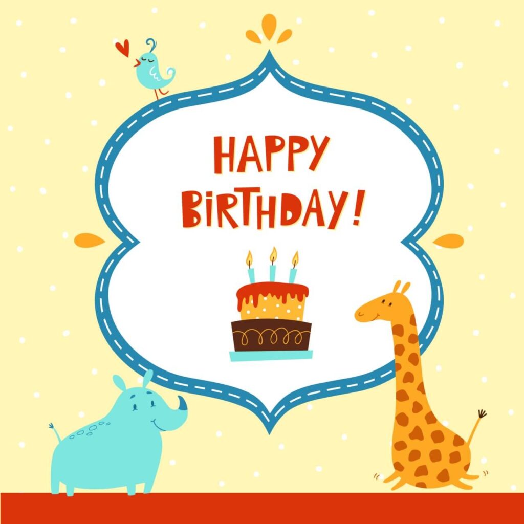 Happy Birthday card with cute animals