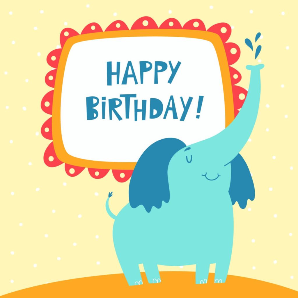 Happy Birthday card with cute elephant