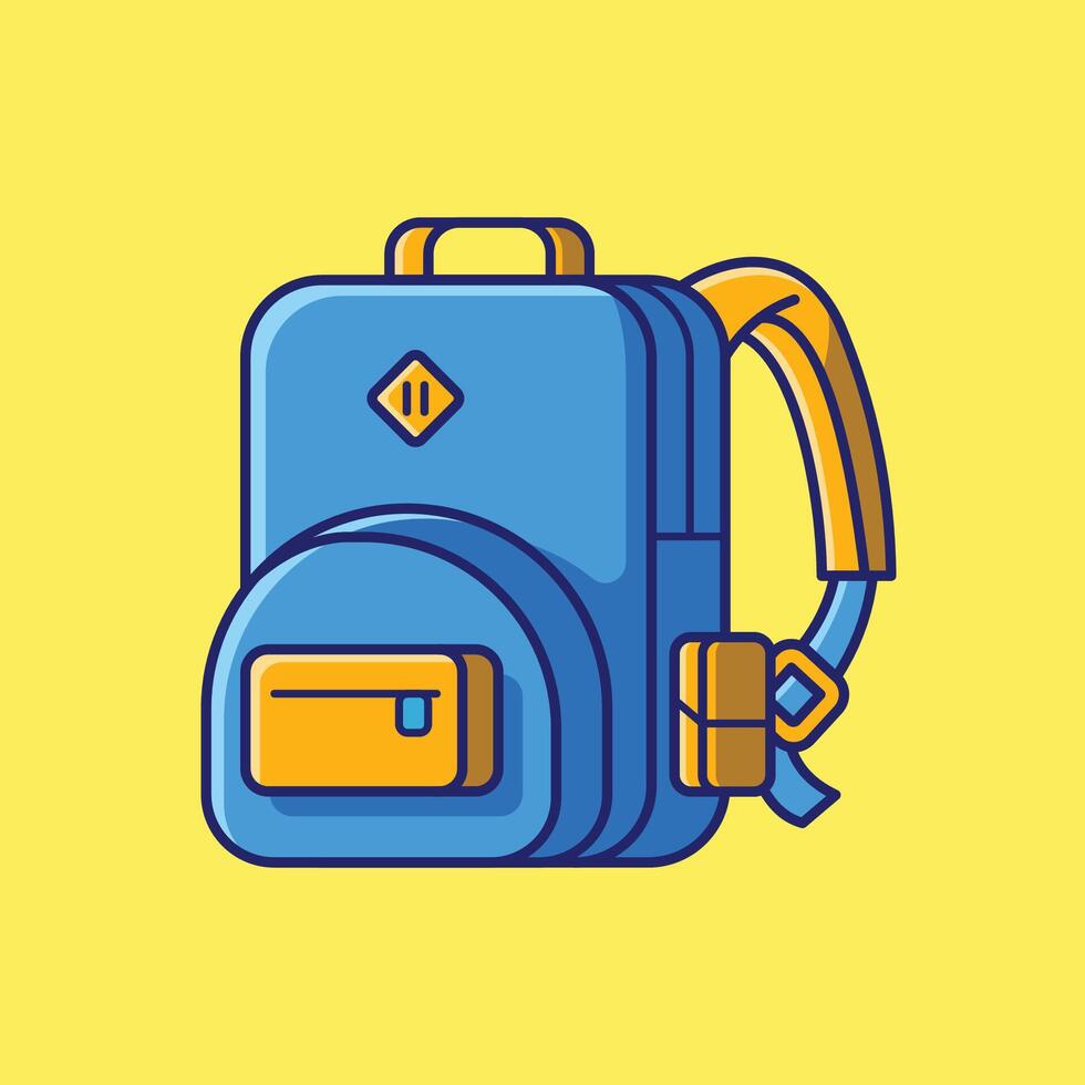 a backpack icon on a yellow background Stock Free