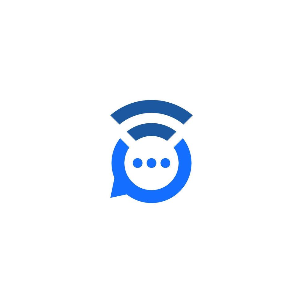 a blue and white logo with a wifi icon Stock Free