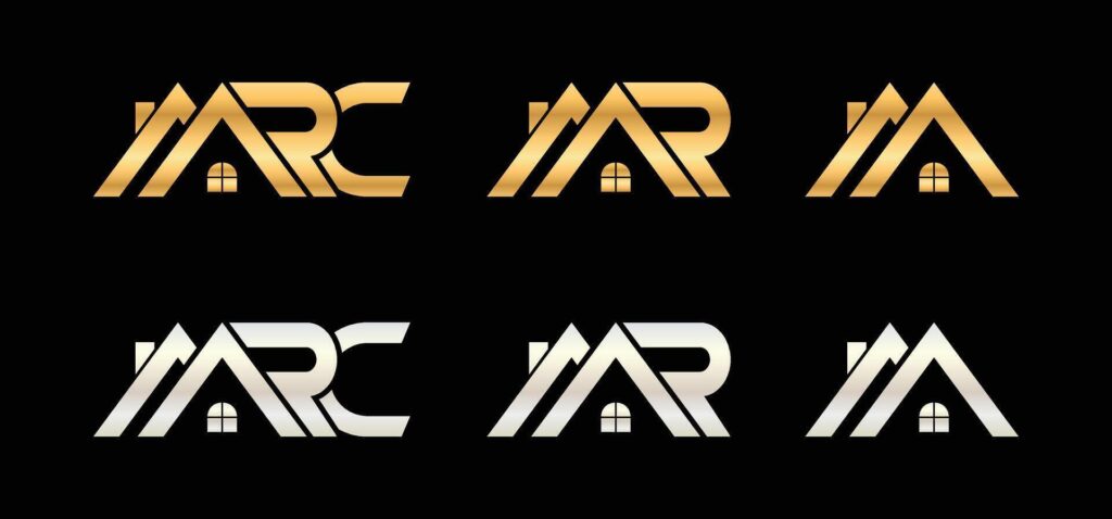 A R C house logo design real estate icons Stock Free