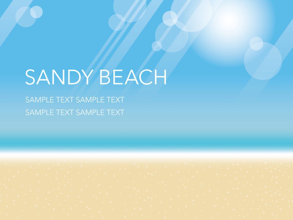 A seamless vector summer background illustration with sandy beach, blue sky, and the ocean. Free Vector