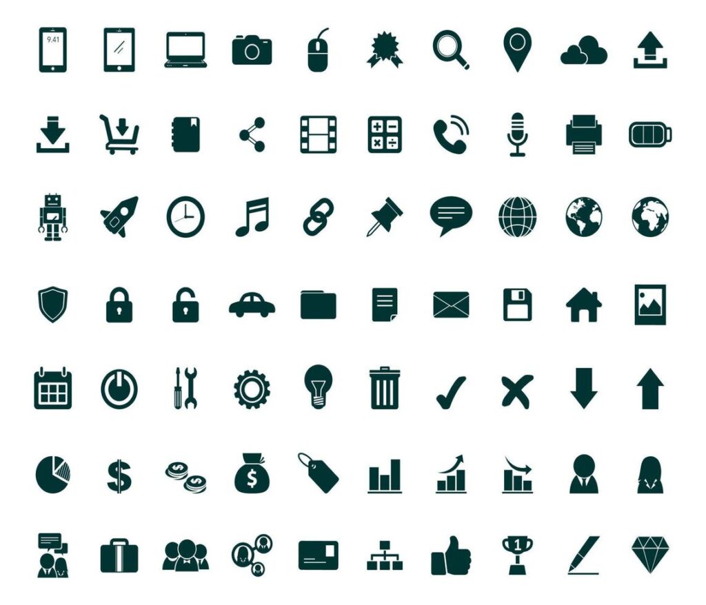 a set of simple and minimalist icon bundles suitable for the needs of a website free vector Stock Free