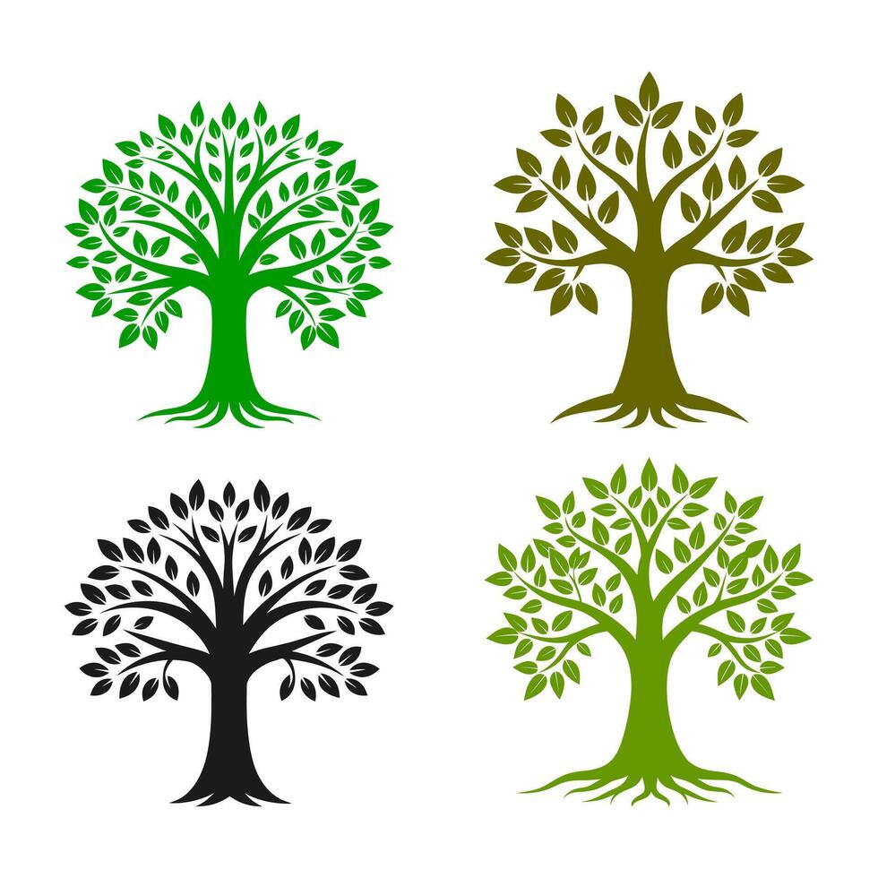 A Set of Tree Logo or Icon Stock Free