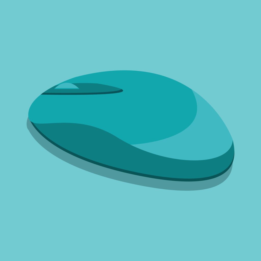 a turquoise computer mouse on a turquoise green background Free Vector