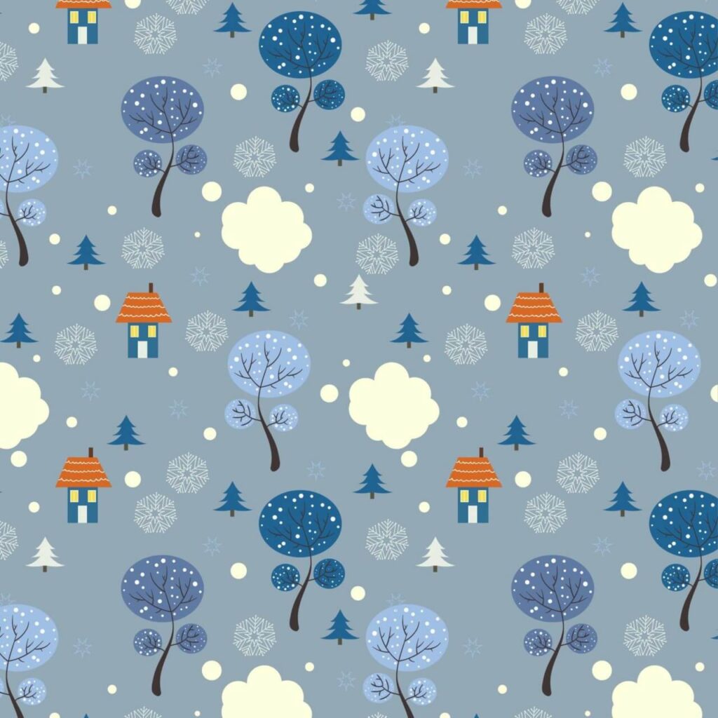 Christmas pattern with trees and houses