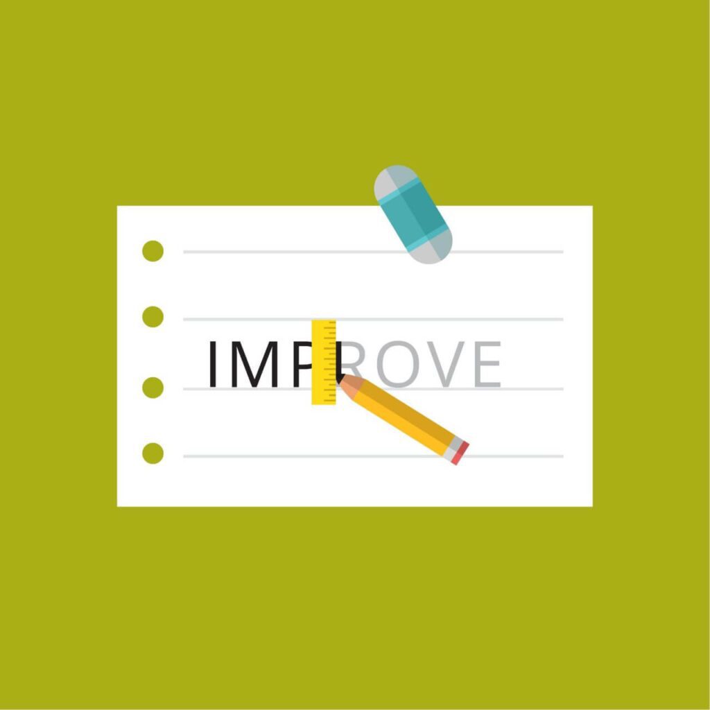 Paper with the word improve being written