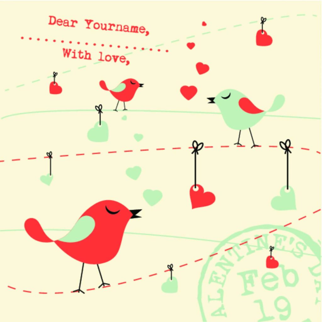 Valentines Card Background with Birds