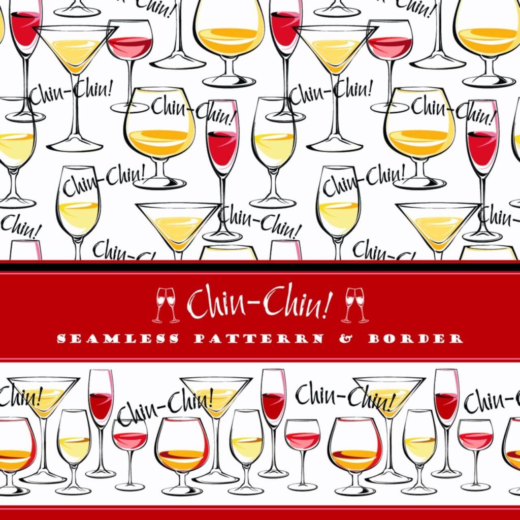 Seamless pattern and border wine glasses.